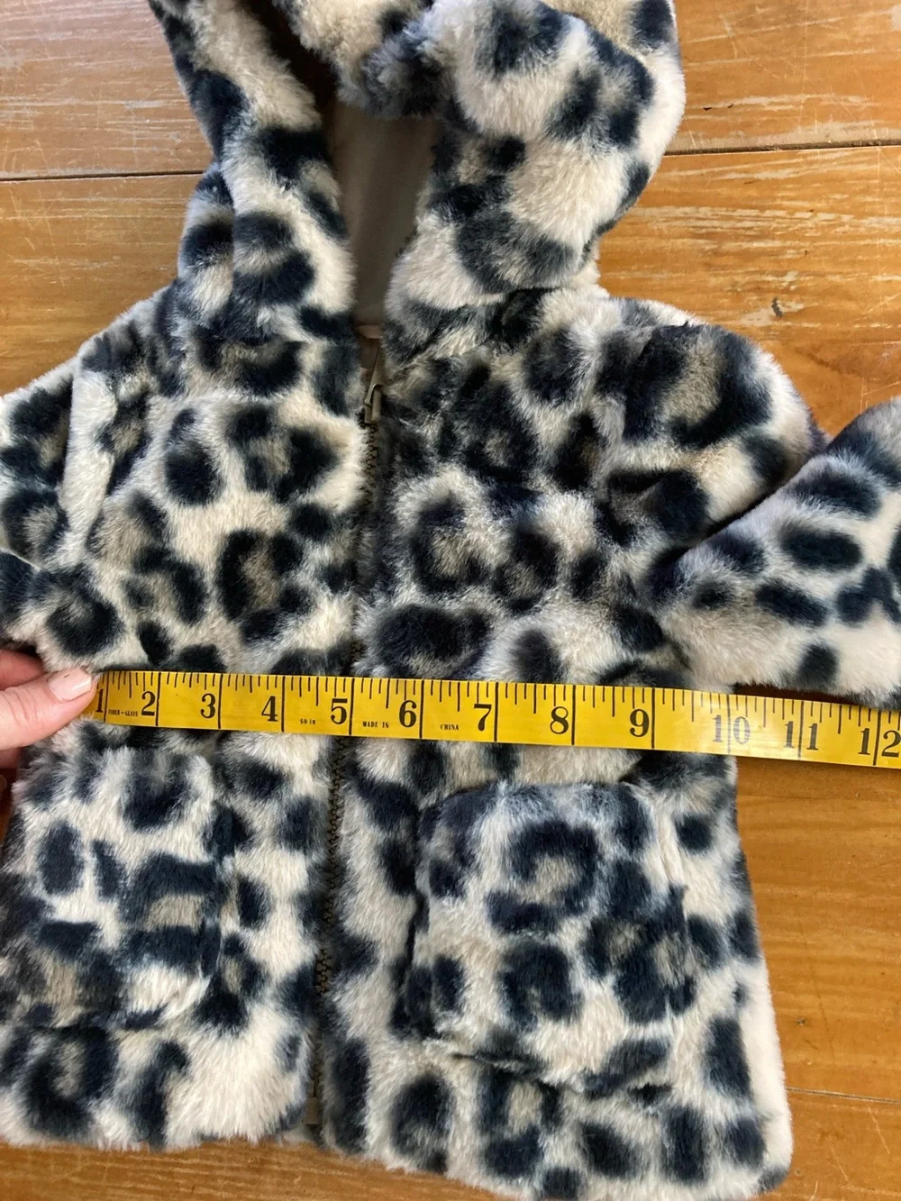 Old Navy Faux Fur Leopard Soft Toddler Jacket - Black & Cream